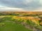 Aerial view of a rural landscape with a vast expanse of farmland in Eastern Ohio