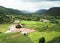 Aerial view of rural villages in the rainy season