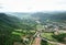 Aerial view of rural villages in the rainy season