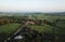 Aerial view of rural villages in the rainy season