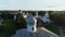 Aerial View of Russian Orthodox white-stone Church. Russia, Velikiy Novgorod.