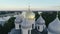 Aerial View of Russian Orthodox white-stone Church. Russia, Velikiy Novgorod.