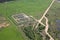 Aerial View - Russian Power station, road, meadows and fields