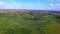 Aerial view of the Russian village among the fields