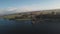 Aerial view of Rutland Water reservoir lake at sunset