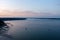 Aerial view of sailboats on the Puget Sound at sunset