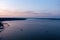 Aerial view of sailboats on the Puget Sound at sunset