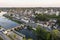 Aerial view of Saint-aignan-sur-cher, old castel and river the Cher, in the loir-et-cher