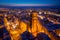 Aerial view of Saint Mary Basilica in Gdansk city at dawn, Poland