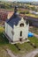 Aerial view of Saint Nicholas Church in Medzhybizh castle. Fortress built as a bulwark against Ottoman expansion in the 1540s.