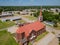 Aerial view of the Saint Rose of Lima Catholic Church and Perry town cityscape