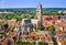 Aerial view of Saint Salvator Cathedral, Old Town of Bruges