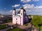 Aerial view of Saint Spirit Cathedral in Chernivtsi, Ukraine.