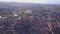 Aerial view of Salamanca with historic cathedral elevated over city, Spain