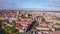 Aerial view of Salamanca with historic cathedral elevated over city, Spain