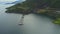 Aerial view of salmon farm in Norway