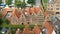 Aerial view of Salzspeicher warehouses in old town, beautiful architecture, sunny day, Lubeck, Germany