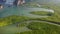 Aerial view of Samet Nangshe Viewpoint at sunset during rainy season, Phang Nga, Thailand