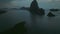 Aerial view of Samet Nangshe Viewpoint at sunset during rainy season, Phang Nga, Thailand