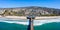 Aerial view of San Clemente California with pier and beach sea vacation panorama in the United States