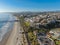 Aerial view of San Clemente coastline town and beach