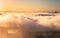 Aerial view of san francisco above the fog