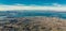 Aerial view of San Francisco wide area with bay and bridges