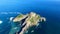 Aerial view of San Juan de Gaztelugatxe island and churc, Spain