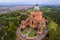 Aerial view of sanctuary of Madonna di San Luca in Bologna