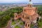 Aerial view of sanctuary of Madonna di San Luca in Bologna