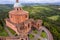 Aerial view of sanctuary of Madonna di San Luca in Bologna