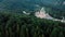 Aerial view of The Sanctuary of Oropa in tj Italian Alps.