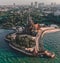 Aerial view of the Sanctuary of Truth in Pattaya, Thailand