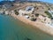 Aerial view with Sand and cliffs in Provatas beach