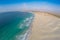 Aerial view on sand dunes in Chaves beach Praia de Chaves in Bo