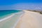 Aerial view on sand dunes in Chaves beach Praia de Chaves in Bo