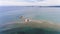 Aerial view of the sandbank with Orthodox Church, Greece