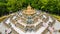 Aerial view sandstone pagoda in Wat Pa Kung Temple, Wat Prachakom Wanaram, Roi Et, Thailand