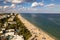 Aerial view of the sandy beach divided with waters in Fort Lauderdale, Florida