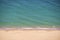 Aerial view of a sandy beach with sea water and rest woman in the resort town of Nha Trang Vietnam