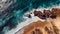 Aerial view of sandy beach with waves perfect spot for surfing. generative ai