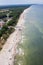 Aerial view of sandy polish beach on Baltic sea
