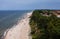 Aerial view of sandy polish beach on Baltic sea