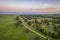 Aerial view of sandy road in Nebraska