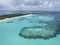 Aerial view of sandy toes island, Bahamas Beaches