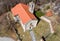 Aerial view of Sant Ambrogio Church situated in painted village Arcumeggia, Varese, Italy
