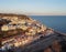 Aerial view of Sant Pol de Mar village in el Maresme coast, Catalonia