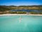 Aerial view of Santa Giulia beach in Corsica Island in France