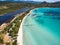 Aerial view of Santa Giulia beach in Corsica Island in France