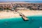 Aerial view of Santa Maria beach pontoon in Sal Island Cape Verde - Cabo Verde